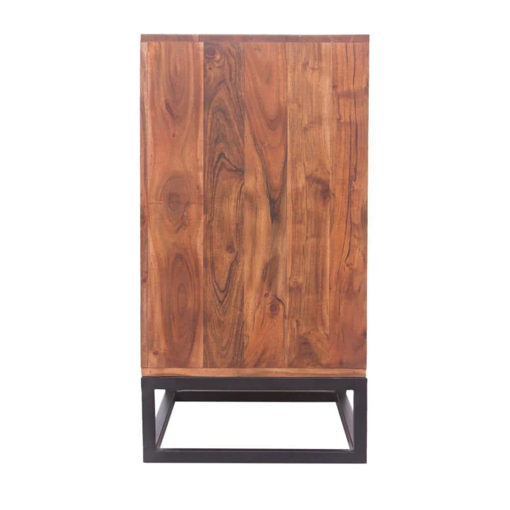 Birch Lane™ Pantai Modern Acacia Wood Dresser or Display Unit With Metal Base, Walnut Brown and Black