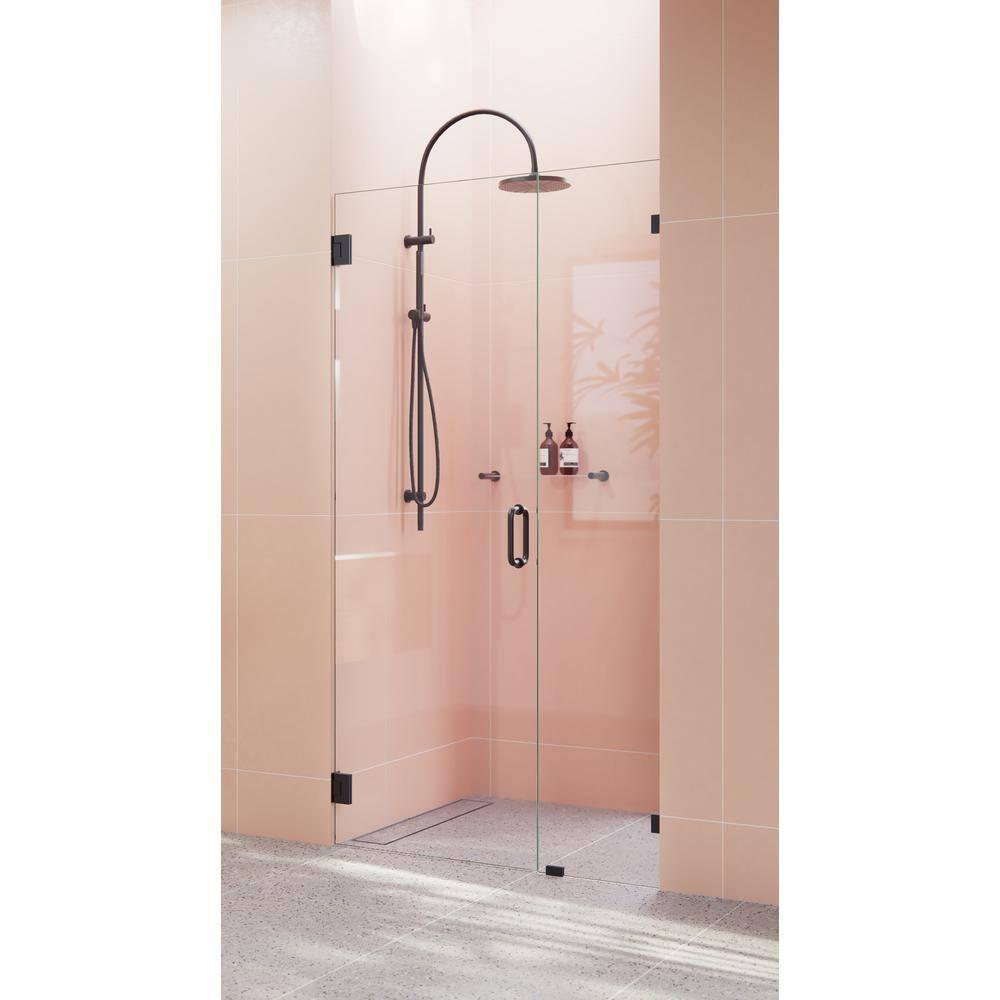 Glass Warehouse Illume 36.5 in. x 78 in. Fully Frameless Wall Hinge Shower Door GW-WH-36-5-MB