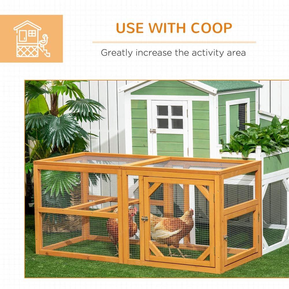 PawHut 55" Wooden Chicken Coop Add-on Expansion, Mini Chicken Coop Chicken House Outdoor Chicken Run Hen House with Combinable Design