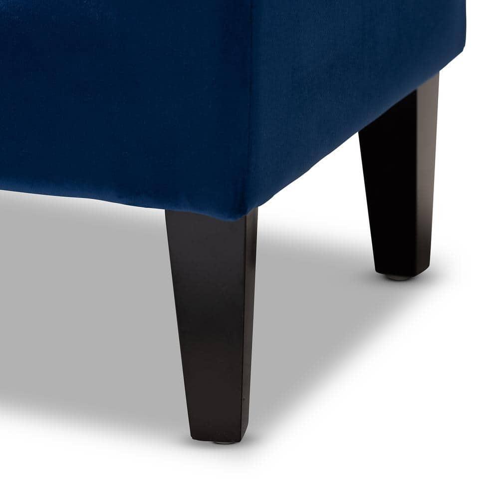 Perret Modern and Contemporary Royal Blue Velvet Fabric Upholstered Espresso Finished Wood Bench