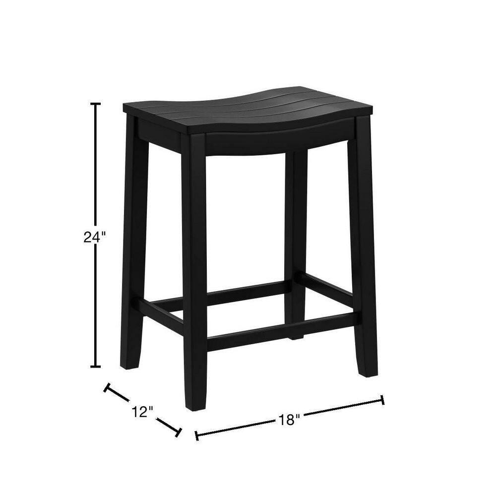 24" Fiddler Wood Backless Counter Height Barstool Black - Hillsdale Furniture: Saddle Seat, Flared Legs