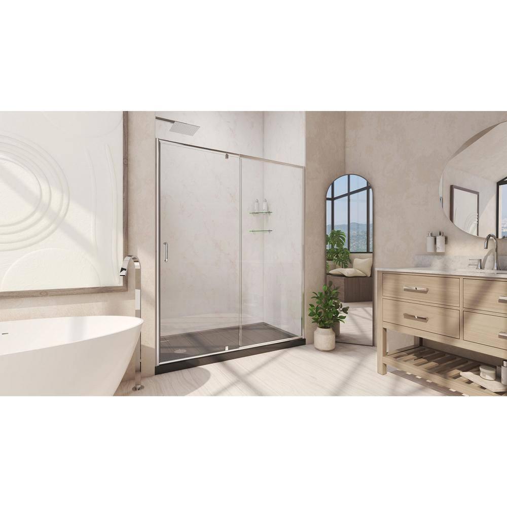 Flex 60" W x 30" D x 74.75" H Semi-Frameless Rectangle Pivot Shower Enclosure with Base Included