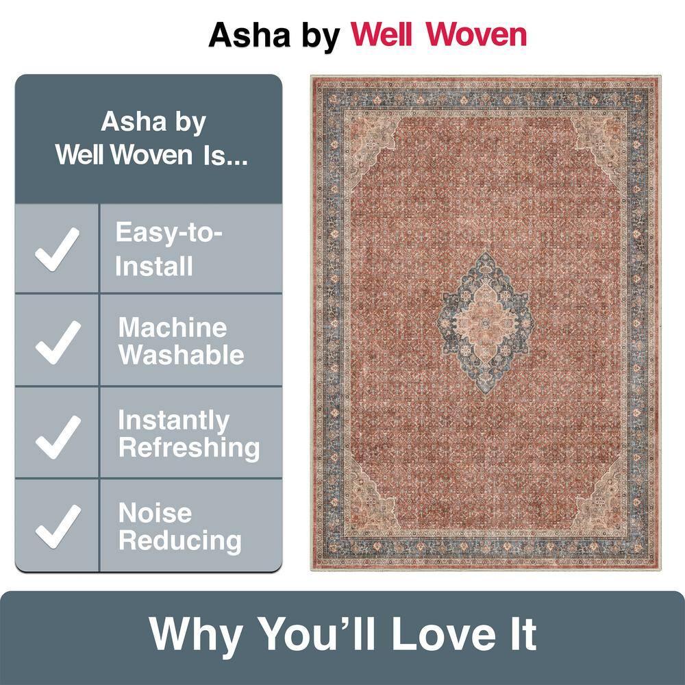 Well Woven Asha Lilith Vintage Oriental Red Blue 7'7" x 9'10" Area Rug
