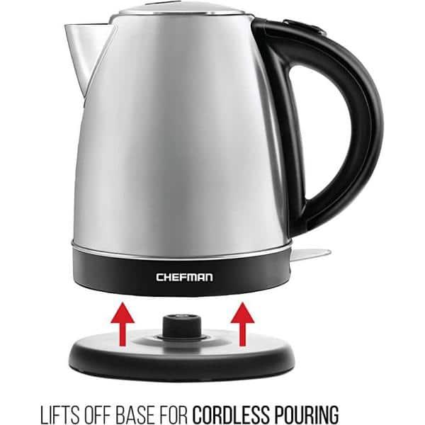 Chefman Rapid Boil 1.7L Electric Kettle w/ Swivel Base, Auto Shut Off - Stainless Steel