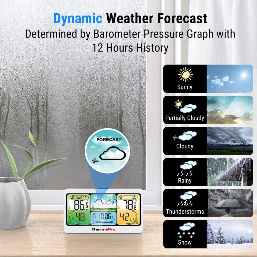 ThermoPro TP280BW 1000FT Home Weather Stations Wireless Indoor Outdoor Thermometer, Indoor Outdoor Weather Station