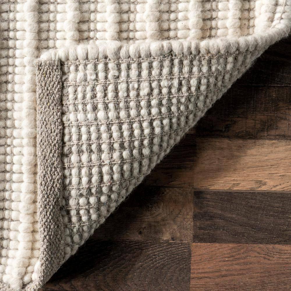 Nuloom Dorene Abstract 3x5 Wool Accent Indoor Area Rug for Living Room Bedroom Dining Room Entryway Kitchen, Ivory