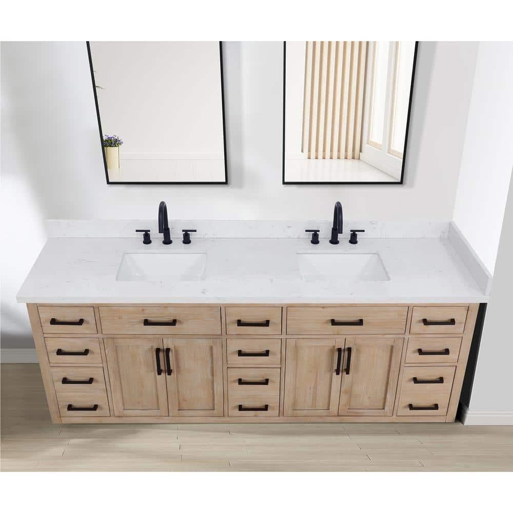 Altair Oderzo 84" Resin Double Vanity Top with Sink and 6 Faucet Holes