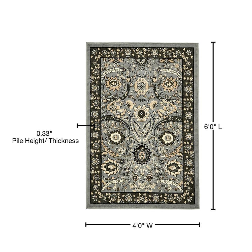 Handmade Espahan Dark Gray Synthetic Rug 4' x 6'