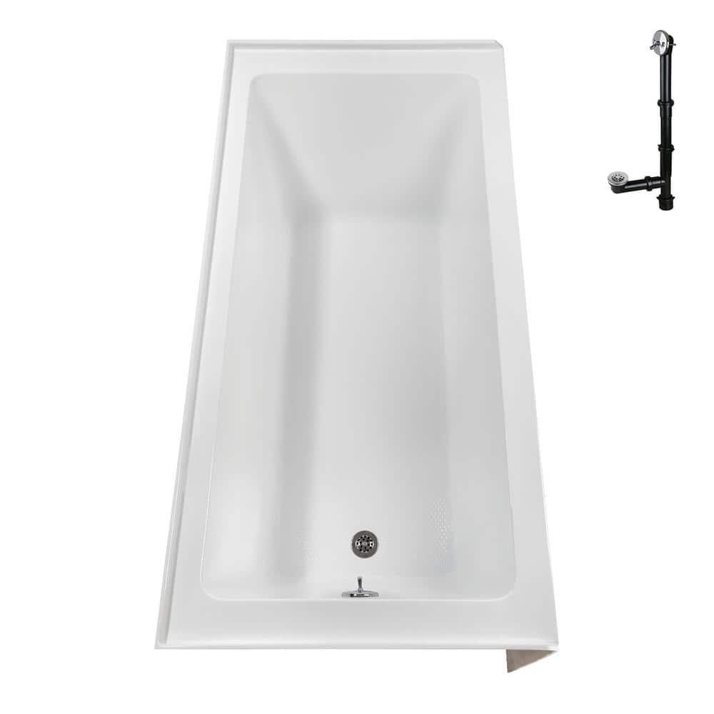 Streamline Bath Streamline 60 in. x 30 in. Acrylic Left-Hand Drain Alcove Bathtub in Glossy White With External Drain NAL-5320-CH