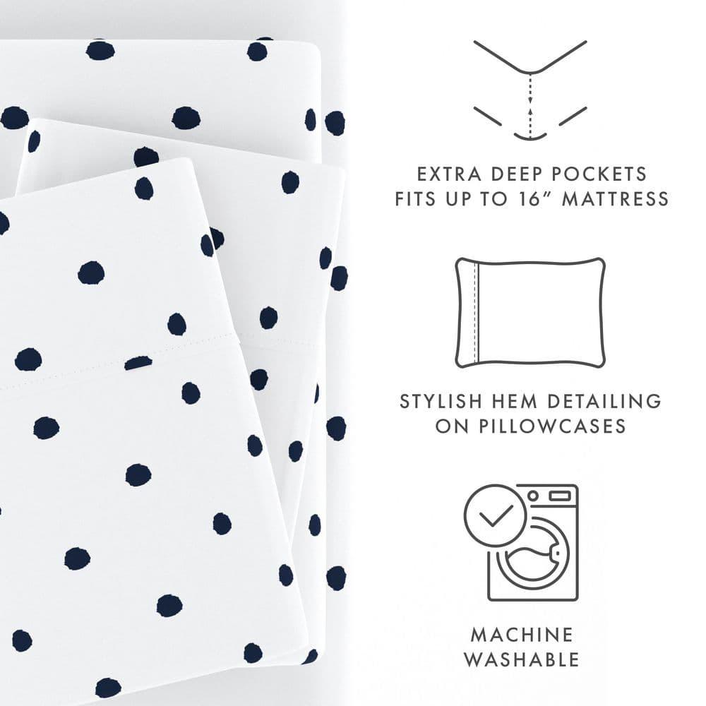 IEnjoy Home Polka Dots Navy & White Pattern Sheet Set