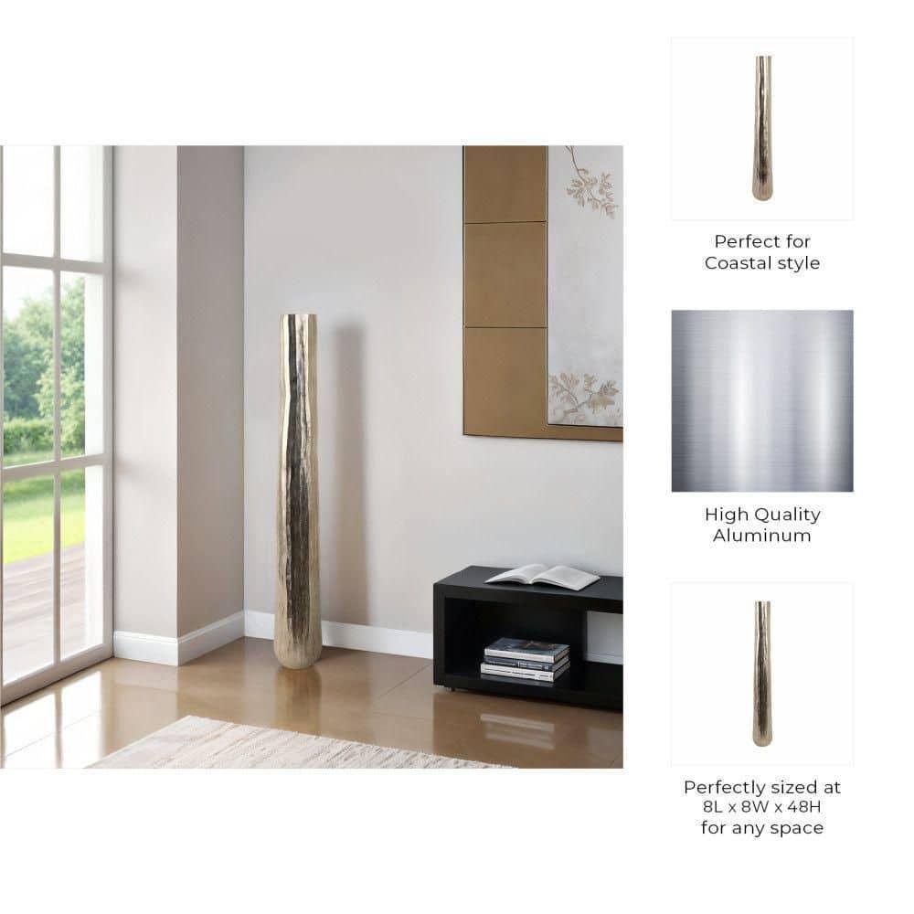 Sagebrook Home 58" Rounded Etched Metal Floor Vase, Silver | Perigold