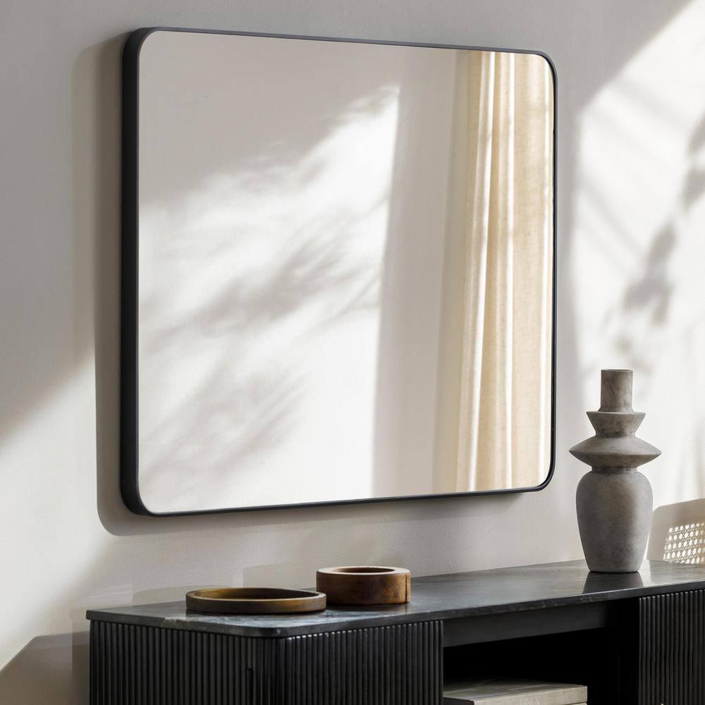 Elegant Rectangular Mirror with Brushed Silver and Gold Finish