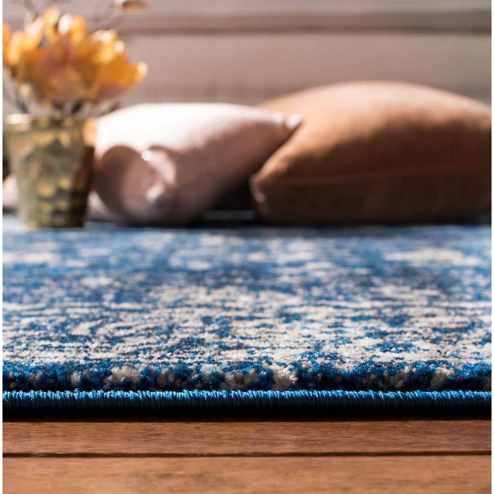 Evoke EVK270 Power Loomed Accent Rug Navy / Ivory 3' X 3' Round - Safavieh.