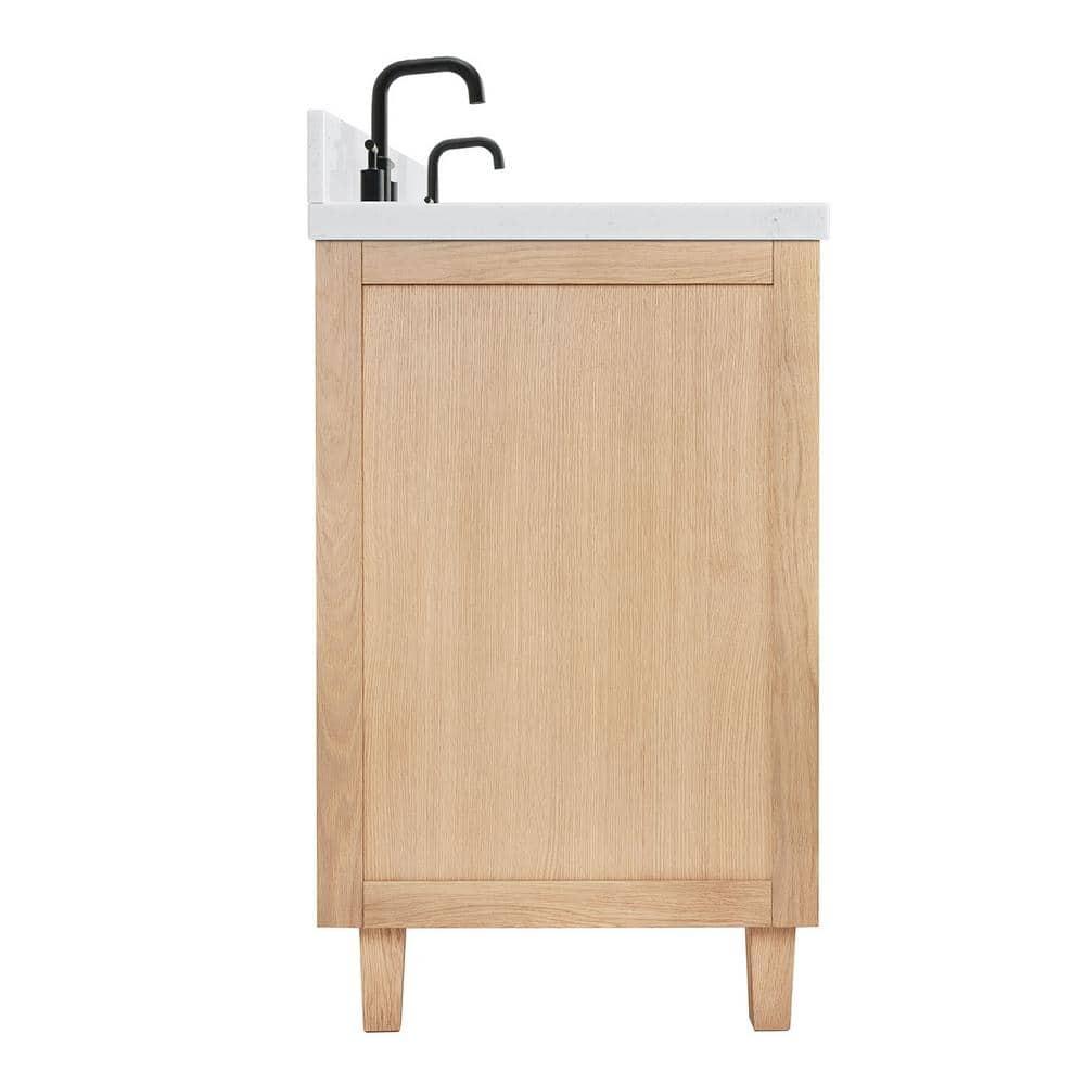 Ariel Monrow 66 Inch Double Oval Sink Bathroom Vanity With Carrara White Quartz Countertop