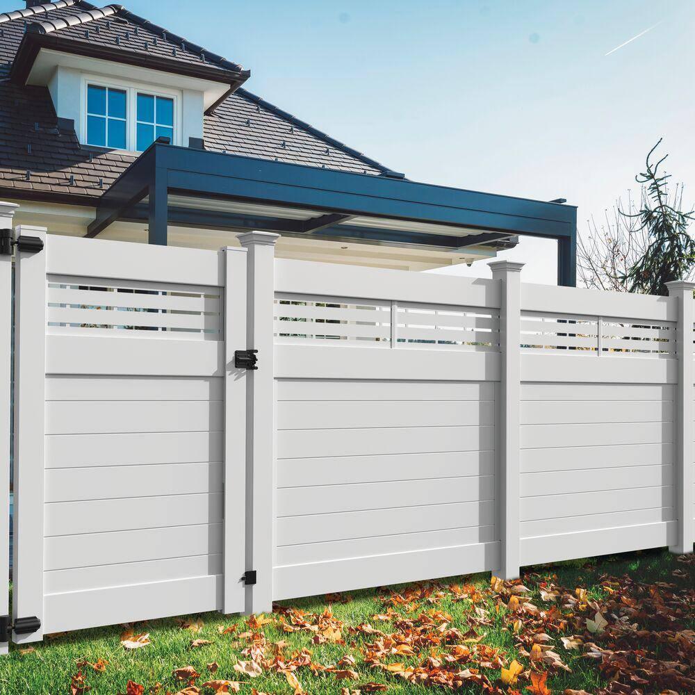 Barrette Outdoor Living Horizontal Fence Boardwalk White Vinyl Panel Kit