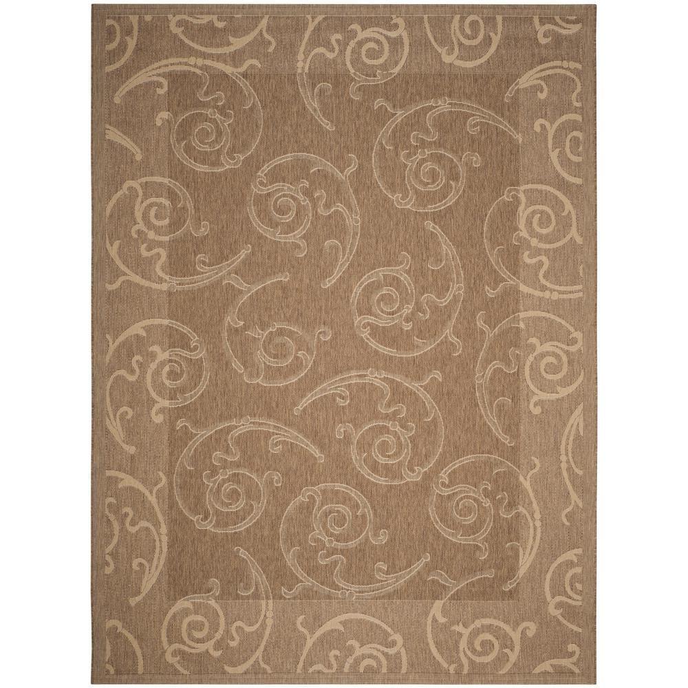 SAFAVIEH Courtyard Daniel Floral Indoor/Outdoor Area Rug, 9' x 12', Brown/Natural