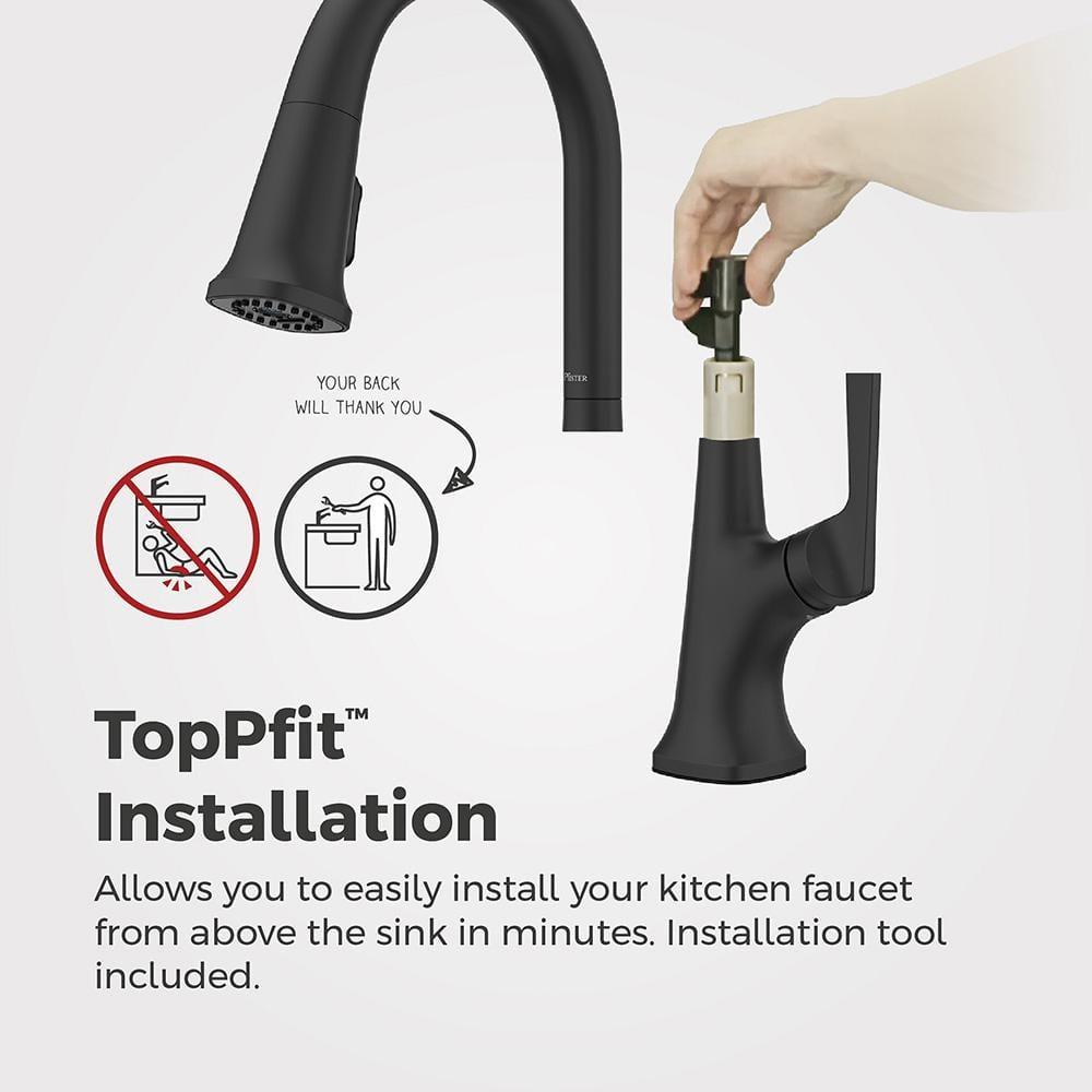 Ridgeline Single Handle Pull Down Sprayer Kitchen Faucet with HydroBlade Spray in Spot Defense Matte Black