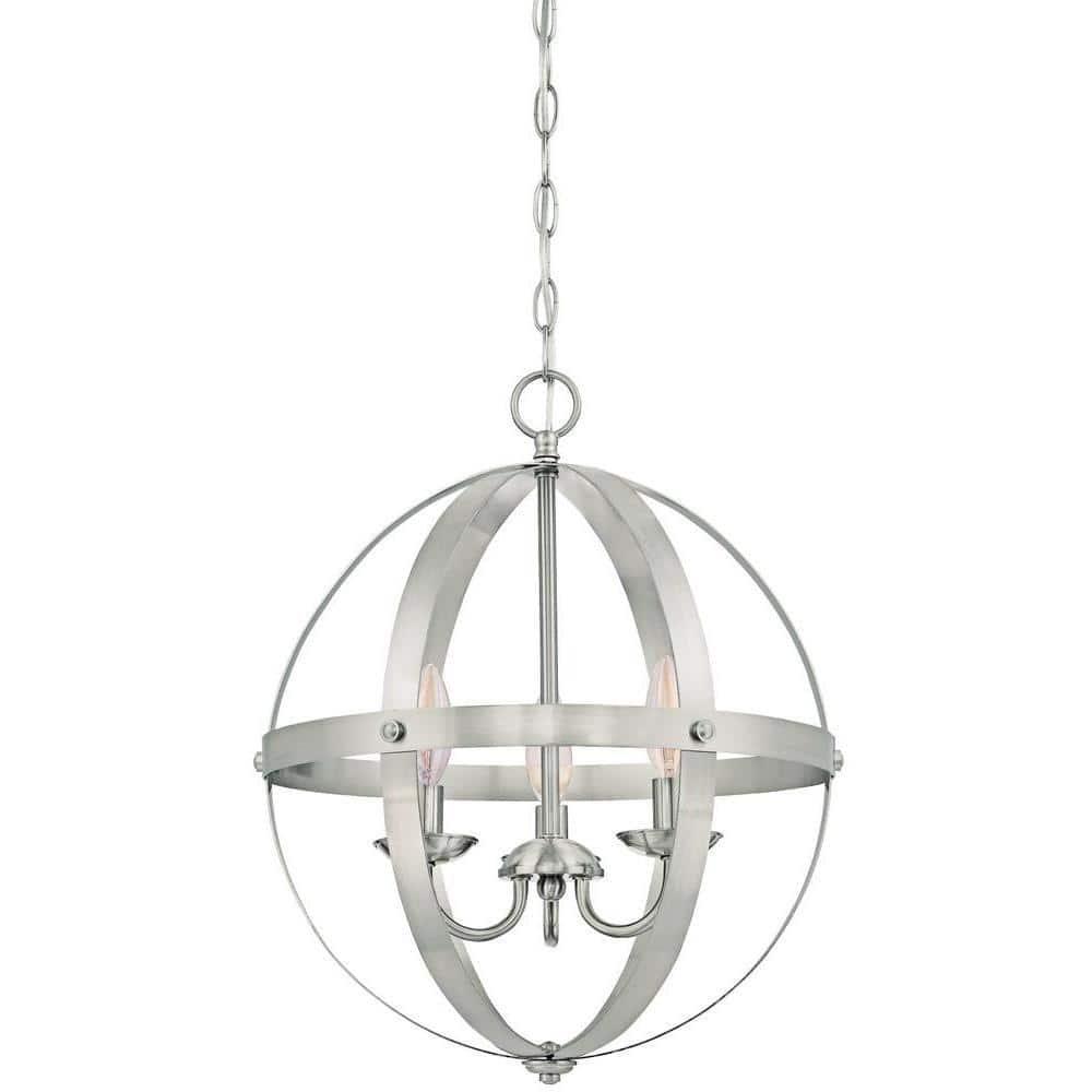 Stella Mira Three Light Pendant, Brushed Nickel