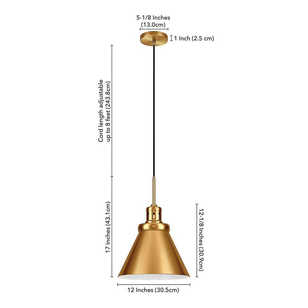 Evelyn&Zoe 17" Brushed Brass Cone Pendant