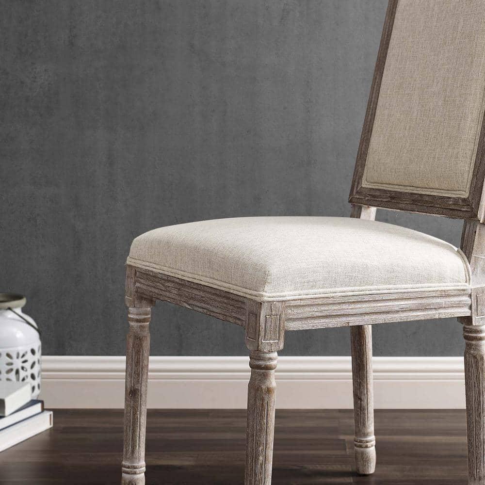Court Vintage French Upholstered Fabric Dining Side Chair Beige - Modway