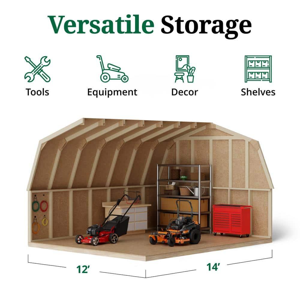 Little Cottage Co. 12x14 Value Gambrel Barn with 4 ft. Sidewalls, Outdoor Wood Storage Shed Do-It-Yourself Precut Kit