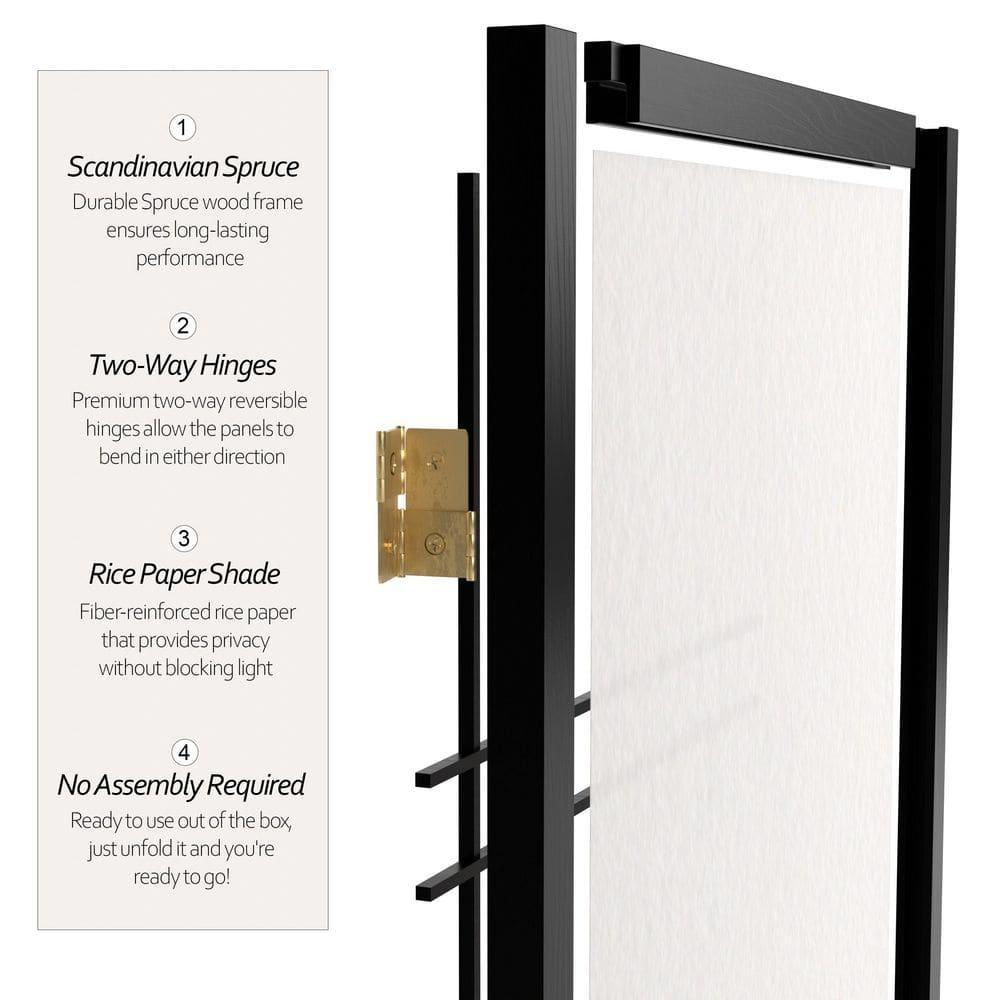 4 ft. Short Double Cross Shoji Screen - Black - 4 Panels