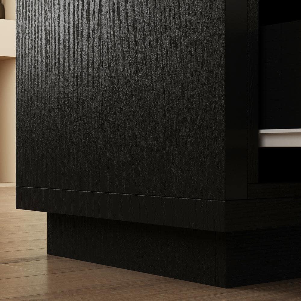 Famapy Black Extendable TV Console Table Modern TV Cabinet with Drawers
