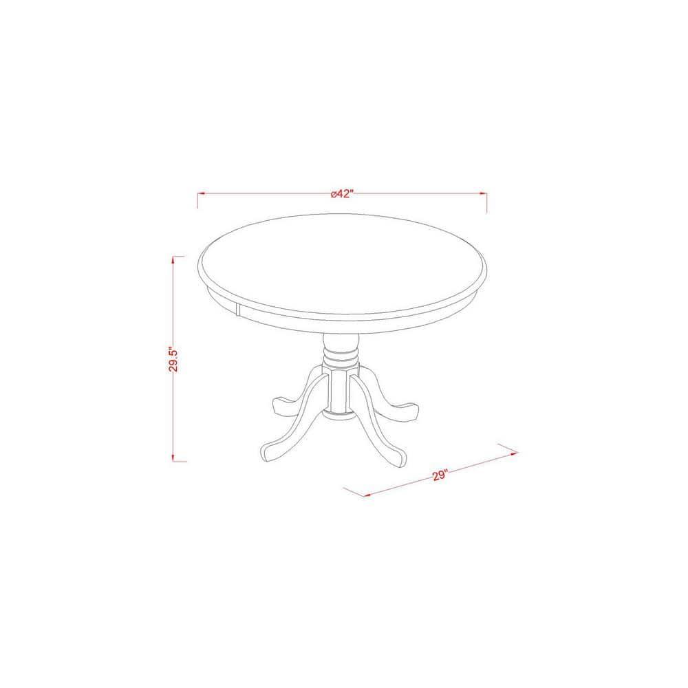 East West Furniture Hartland 5-piece Wood Dining Table and Chair Set in White