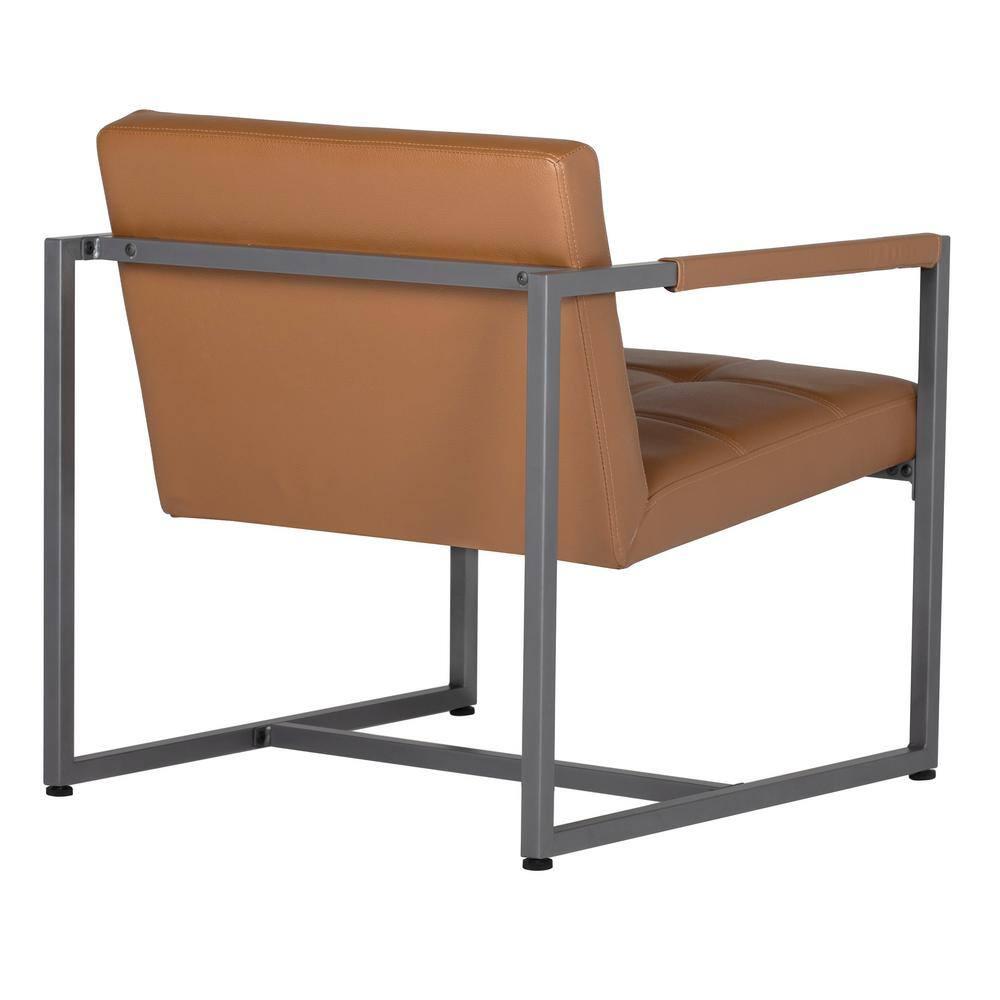 Camber Accent Chair Caramel: Studio Designs Home, Faux Leather, Metal Frame, Mid-Century Design, 250lb Capacity