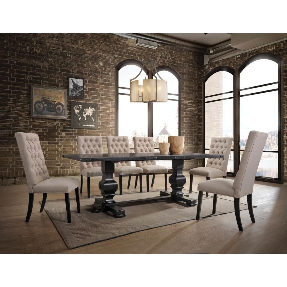 Morland Dining Table Vintage Black - Acme Furniture: Rectangular, Non-Extension, Seats 6