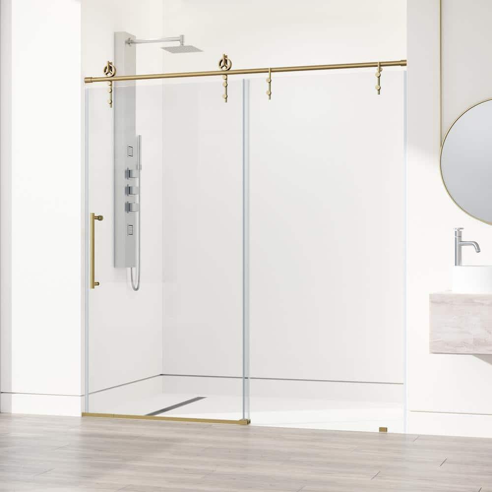 Hamilton 56-60" W x 78" H Sliding Frameless Shower Door with 3/8" Clear Glass