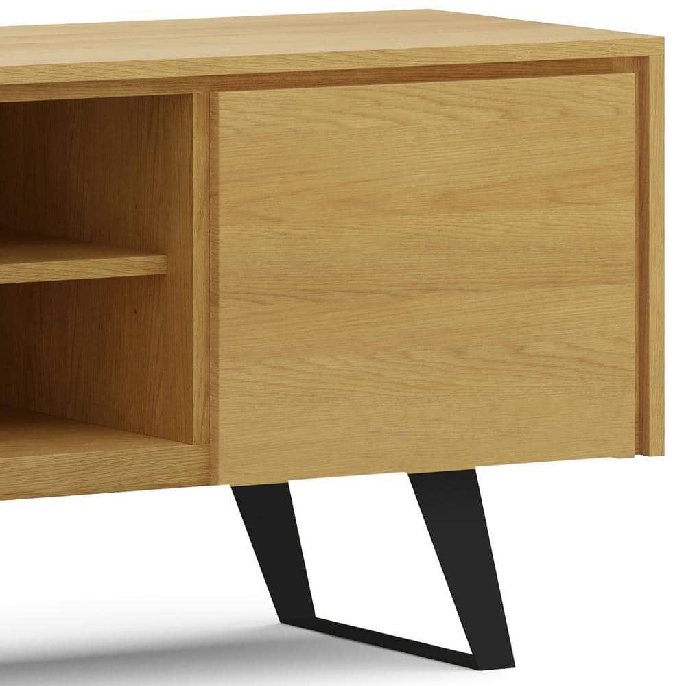 Simpli Home Lowry 63 inch Wide Modern Industrial TV Media Stand in Oak For TVs up to 70 inches