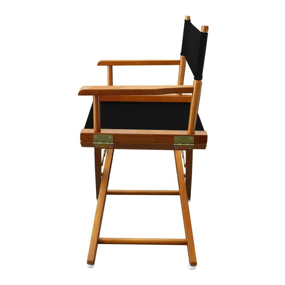 "Extra-Wide Premium 18" Directors Chair Mission Oak Frame W/Black Color Cover"