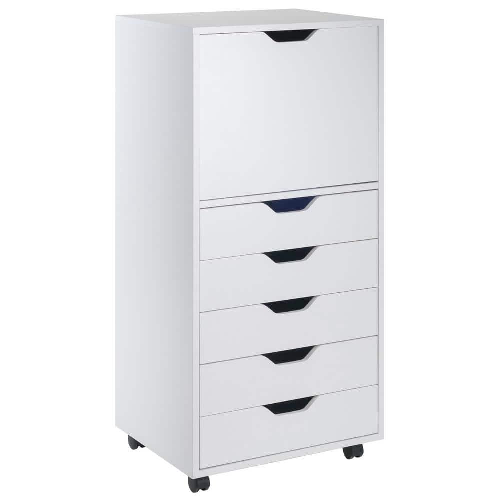 Halifax 5 Drawer Cabinet White - Winsome: Wood Composite Office Furniture, Printer Stand with Storage