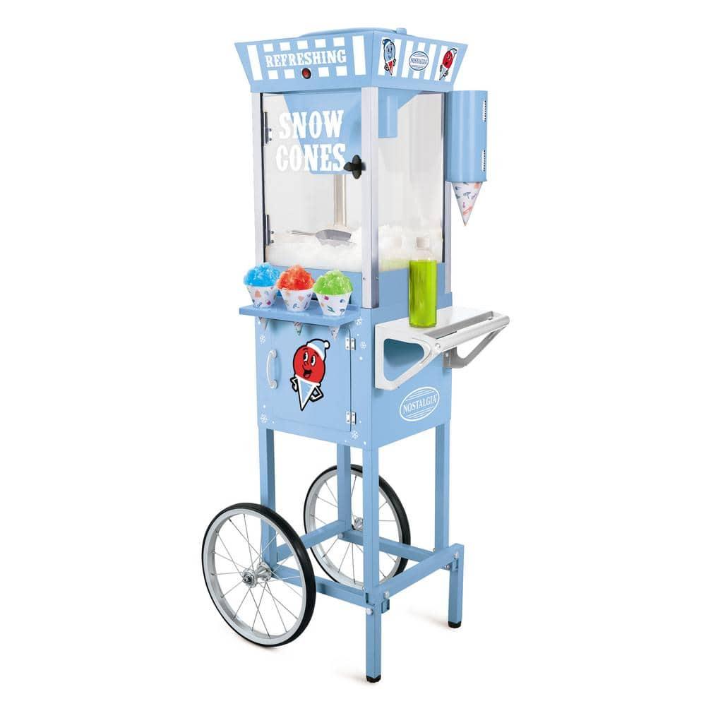 Nostalgia Nostalgia 54-Inch Tall Snow Cone Cart, Makes 72 Icy Treats, Includes Metal Scoop, 2 Syrup Bottles, 100 Paper Cups/Spoons, Storage Compartment, Wheels For Easy Mobility