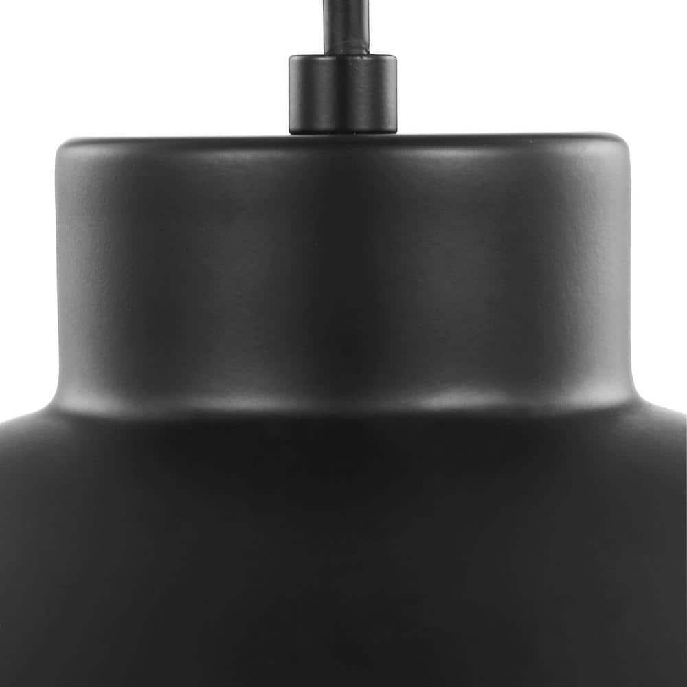 Progress Lighting, Globe Collection, 1-Light Pendant, Black Finish, Opal Glass Shade