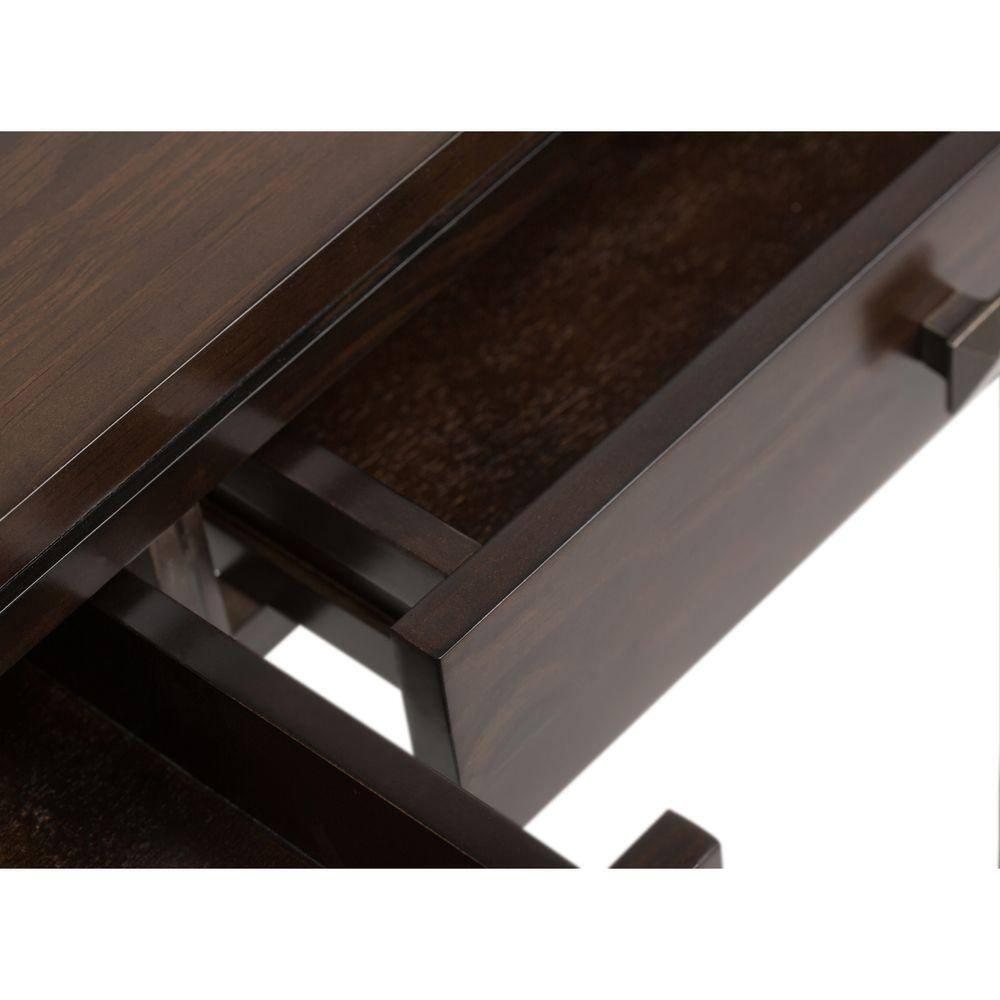 Simpli Home Cosmopolitan Solid Wood Console Table with 2 Drawers Mahogany Brown