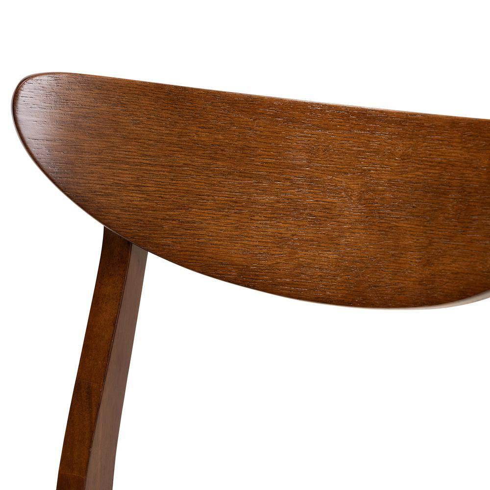 Philip Mid-Century Modern Transitional Light Beige Fabric Upholstered and  Wood 5-Piece Dining Set