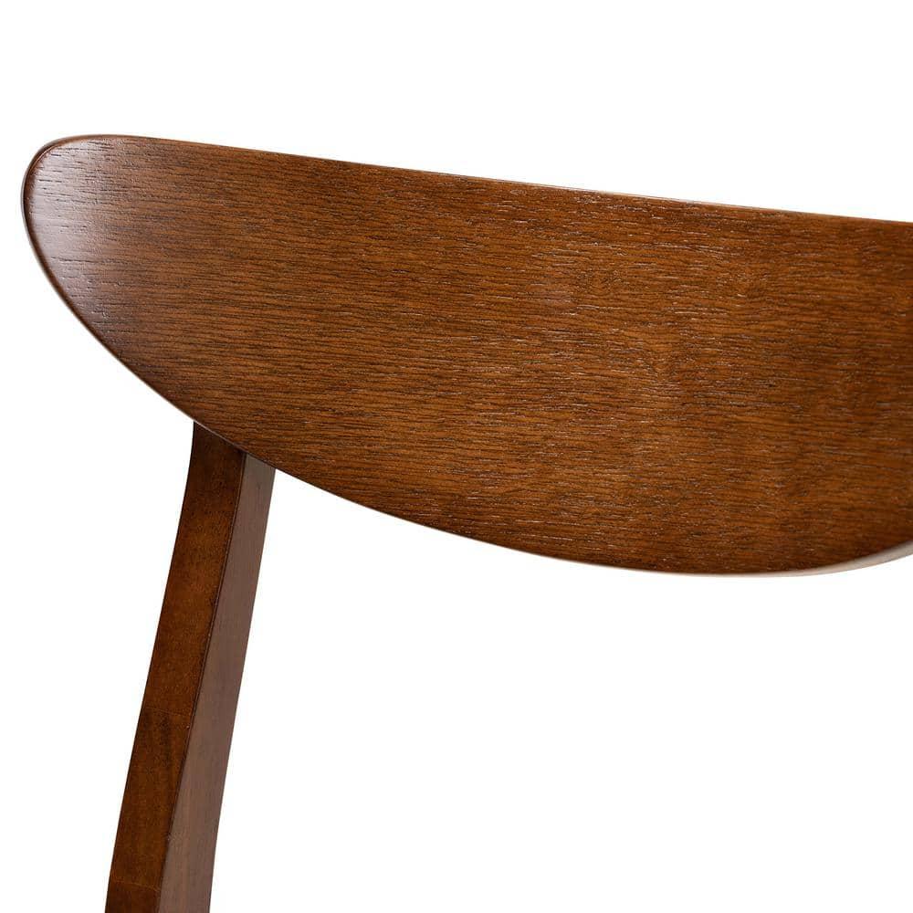 Philip Mid-Century Modern Transitional Light Beige Fabric Upholstered and  Wood 5-Piece Dining Set