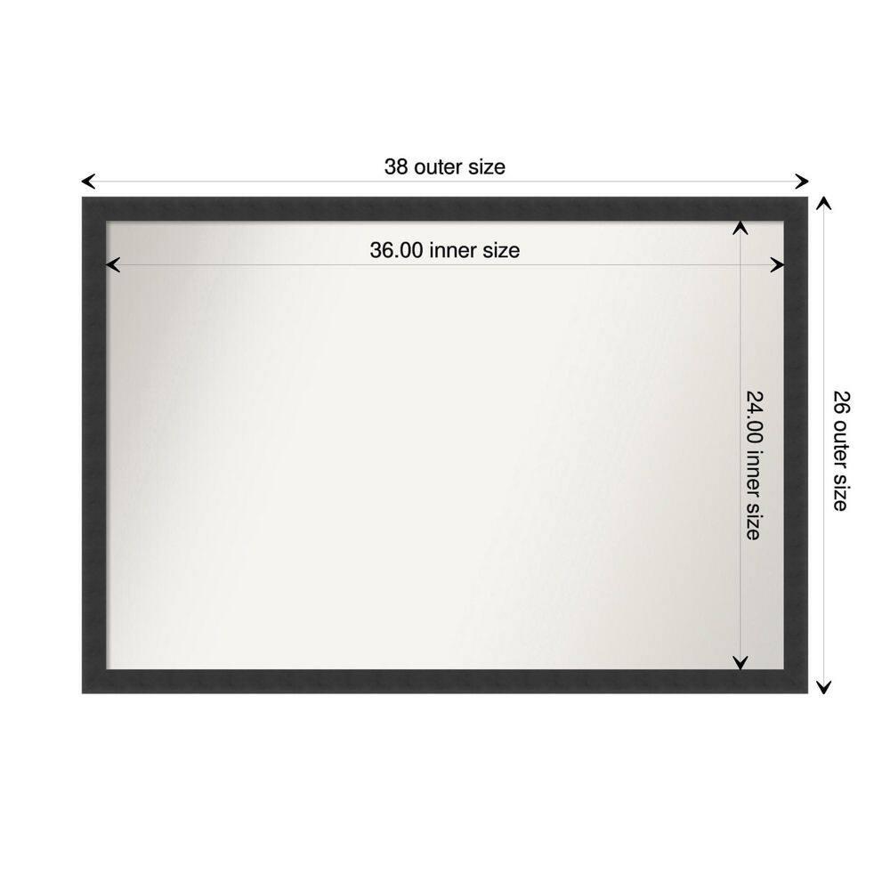 Amanti Art Mezzanotte Black Non-Beveled Wood Bathroom Wall Mirror 26 x 38 in.