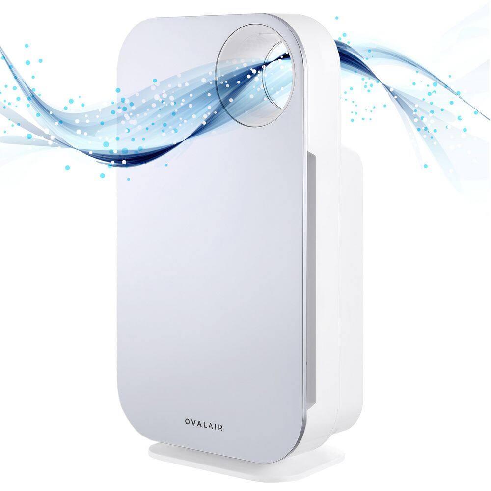 OVAL AIR OVAL AIR 3-Stage H13 True HEPA 5-in-1 Air Purifier reduces Allergies, Asthma, Pets, Odor, Smoke