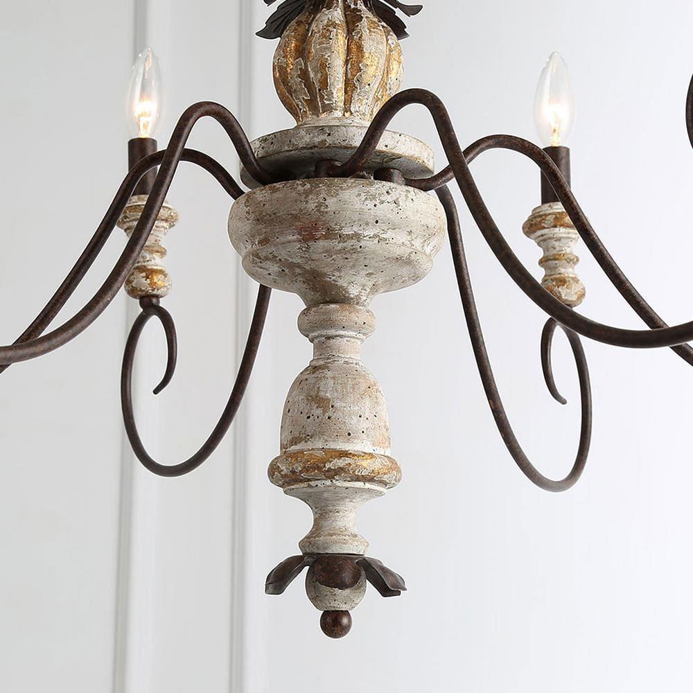 The Gray Barn French Country 6-Light Wood Chandelier Classic Farmhouse Lights - 31.1" D x 28" H