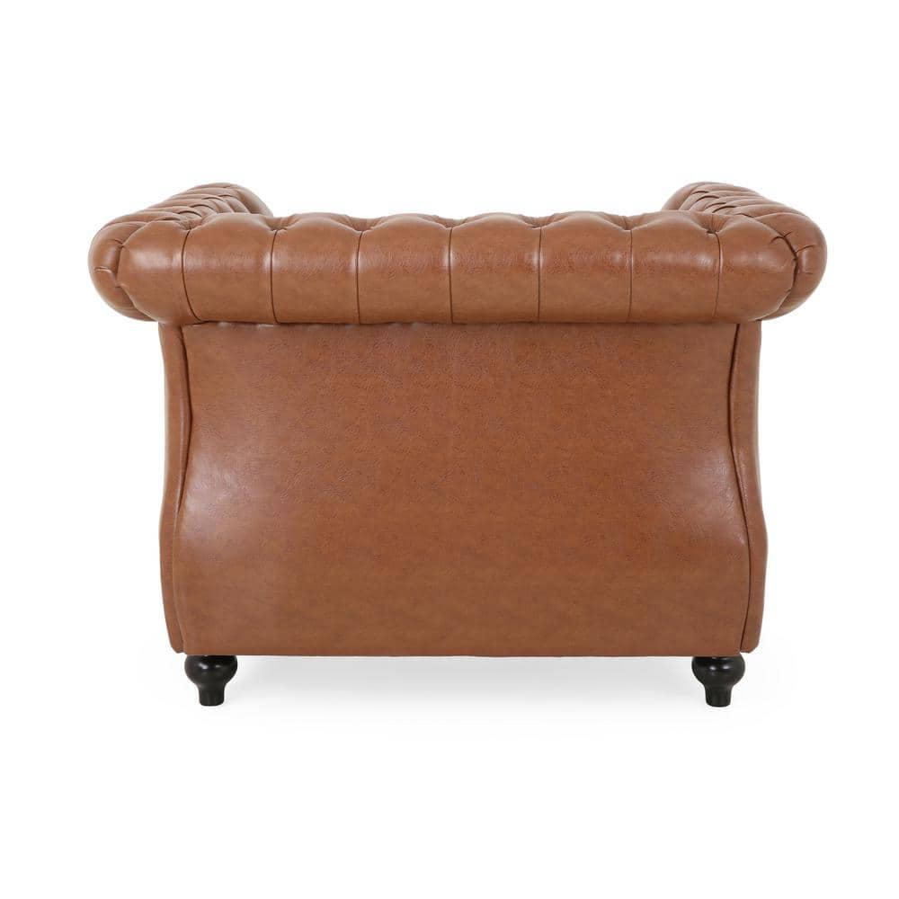 Silverdale Cognac Brown Faux Leather Club Chair with Nailhead Trim (Set of 2)