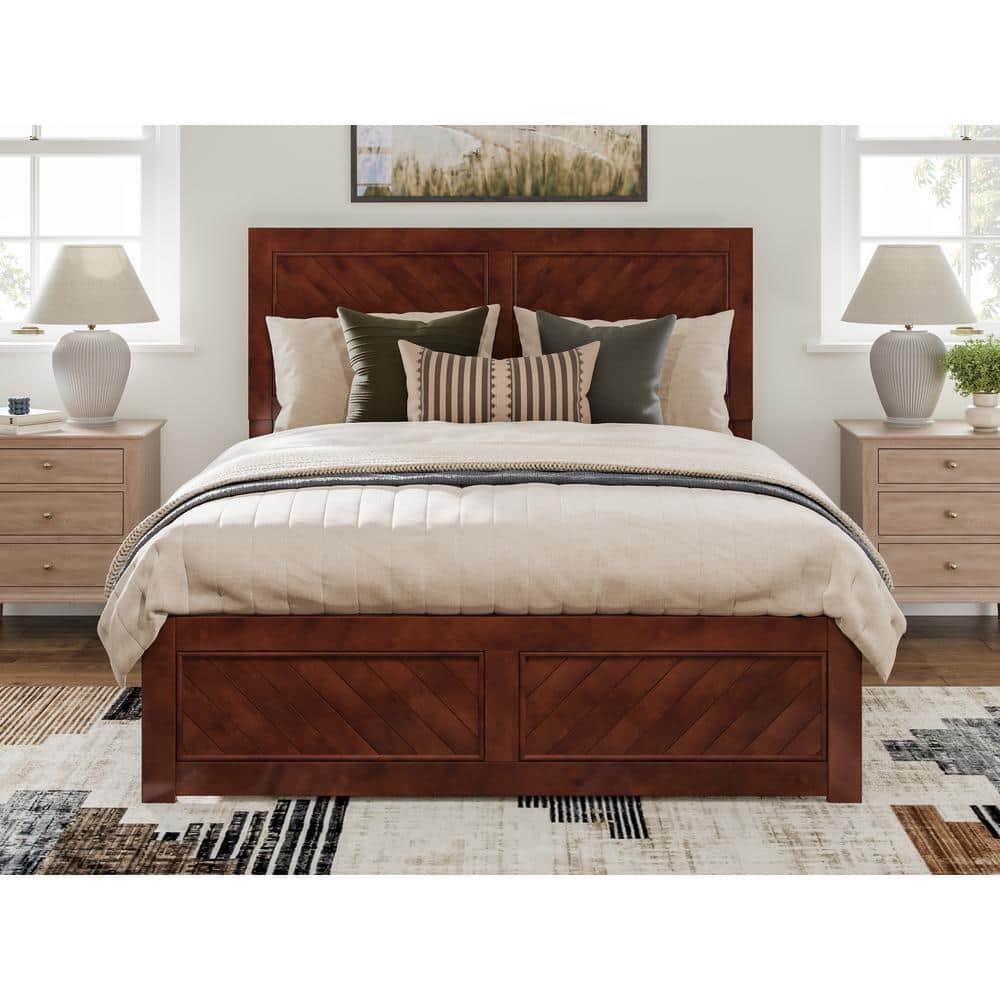 AFI Canyon Walnut Solid Wood Foundation Bed Frame with Matching Footboard, Queen
