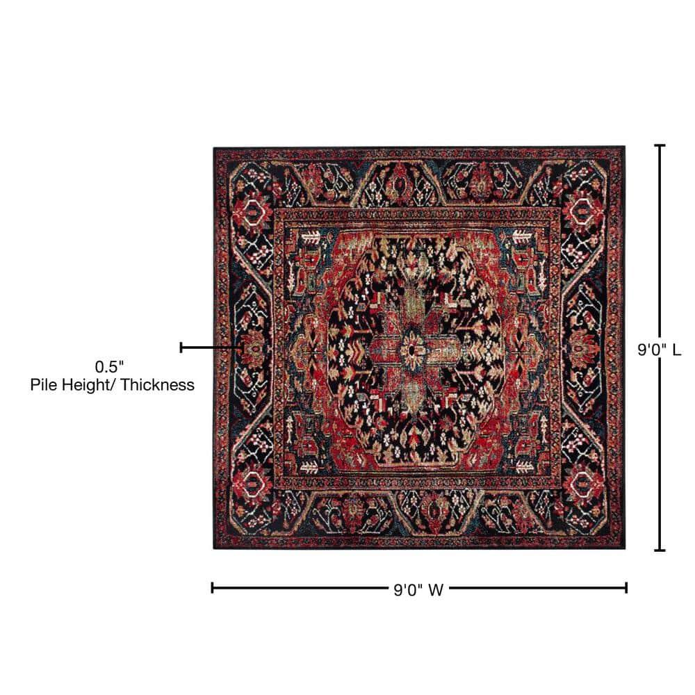 Vintage Hamadan VTH215 Power Loomed Area Rug - Red/Multi - 9'x9' - Safavieh.