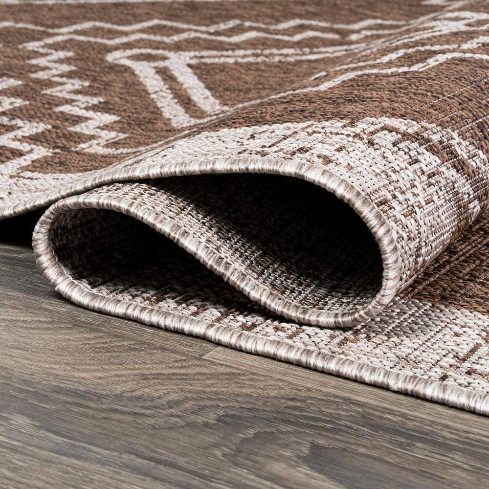 2'x10' Marokko Diamond Medallion Indoor/Outdoor Runner Rug, Brown/Beige - JONATHAN Y