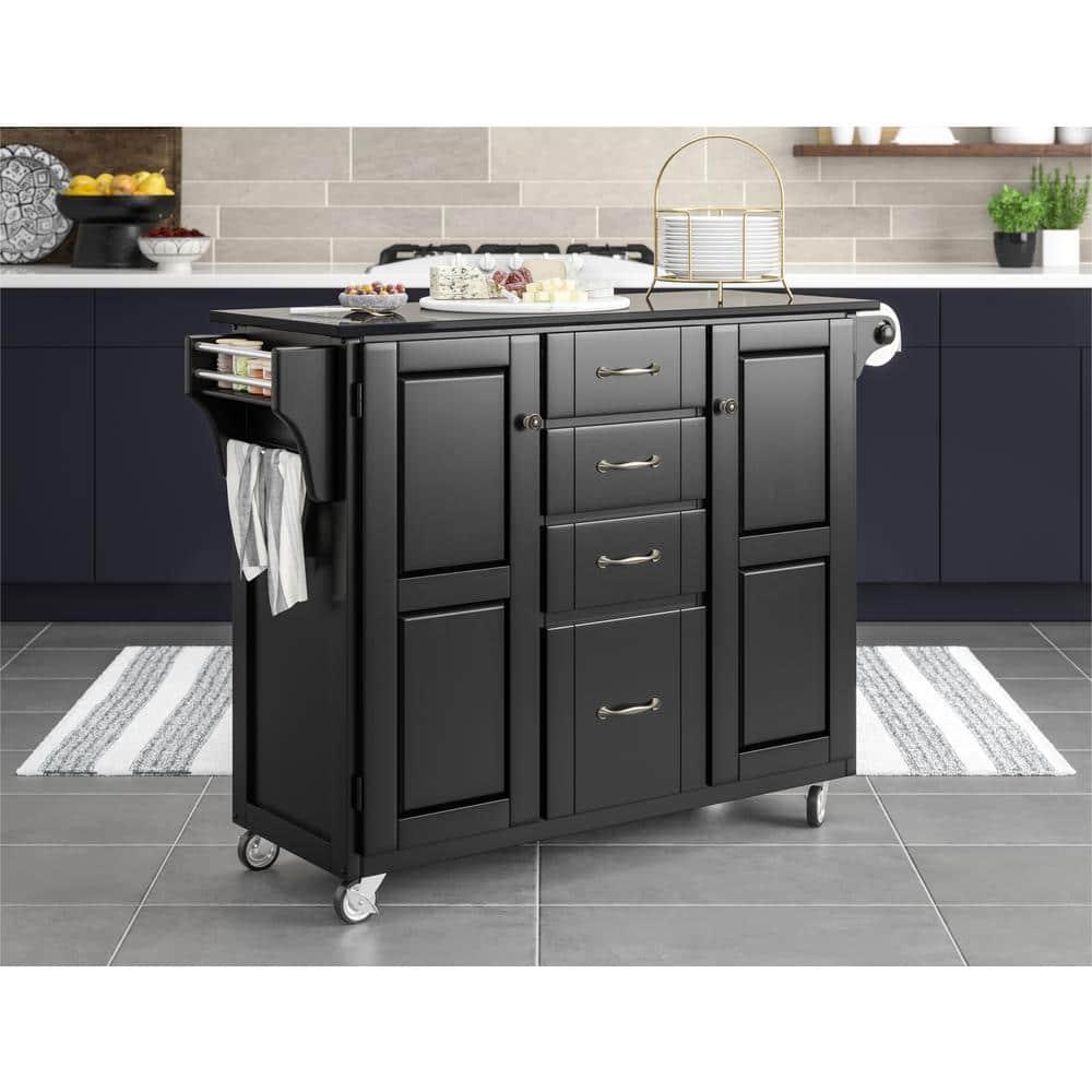 Homestyles Create-a-Cart Wood Kitchen Cart in Black