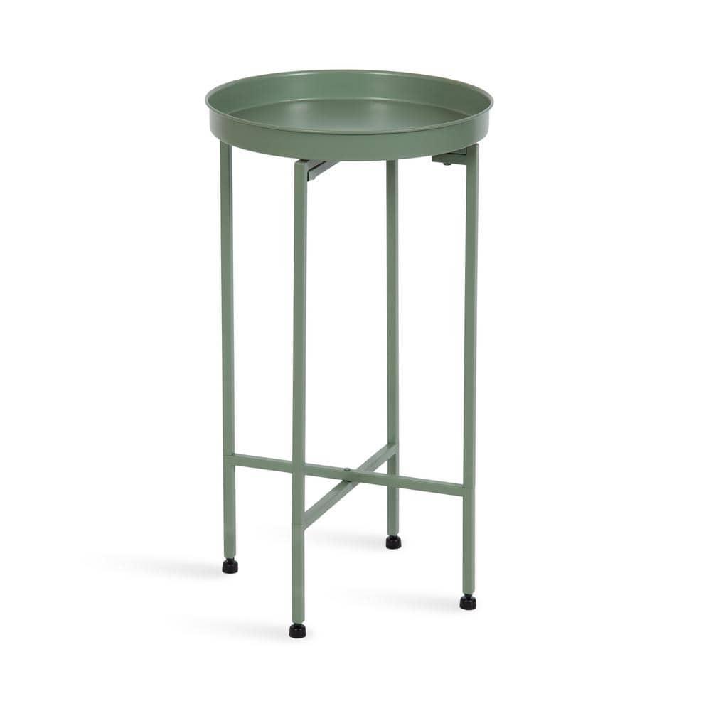 Kate and Laurel Deliah Round Metal Tea Table, 14.25x14.25x25.75, Green