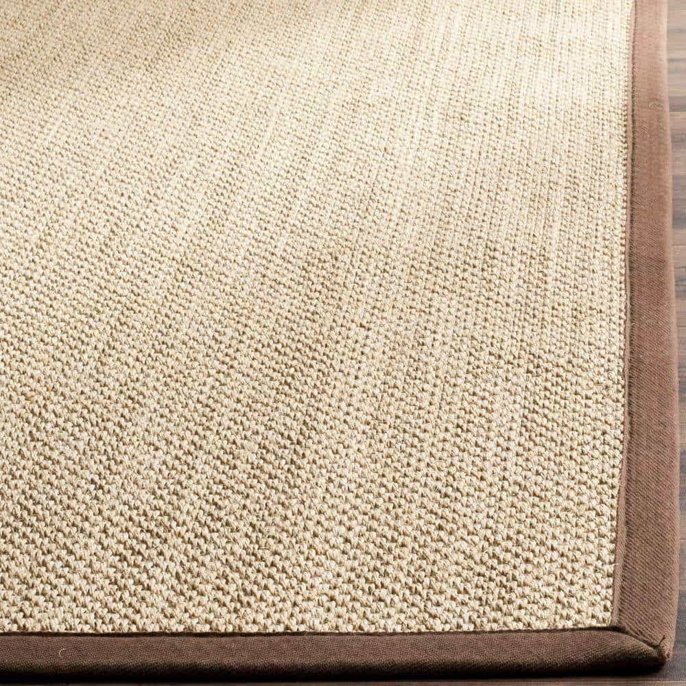 SAFAVIEH Natural Fiber Jovana Solid Area Rug, Maize/Brown, 4' x 4' Square