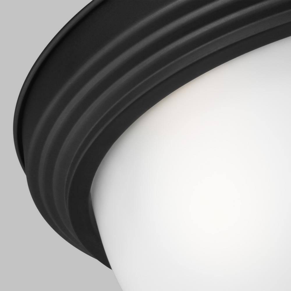 Geary 14.5 in. 3-Light Midnight Matte Black Traditional Contemporary Ceiling Flush Mount with Satin Etched Glass